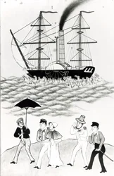 Englisches Dampfschiff in Kanton, 1840